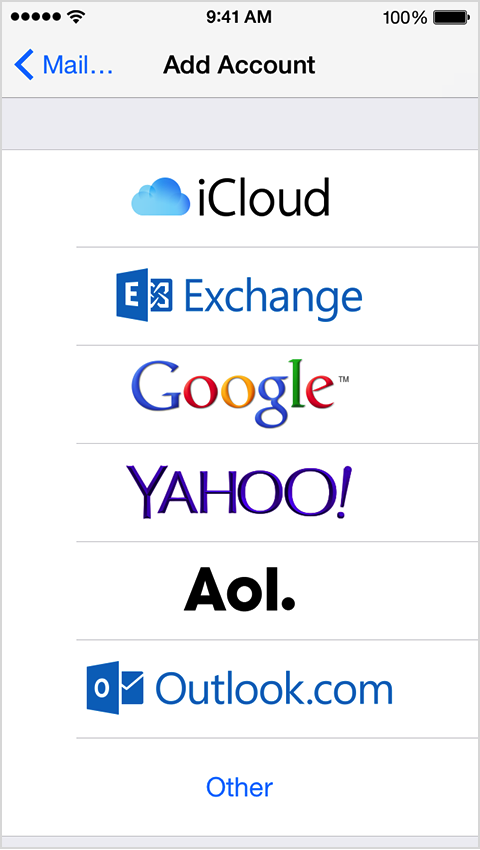 iOS Add Accounts